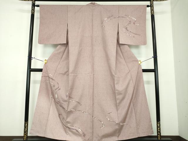 平和屋着物●訪問着　背抜き仕立て　ぜんまい紬　ろうけつ染め　霞文　正絹　逸品　DABD1631ps｜平和屋