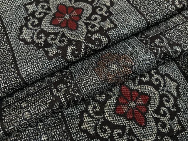 長閑やかさ屋御召しもの●発祥地大島紬 割込み絣 花唐草文 正絹 珠玉 AABH2051ph