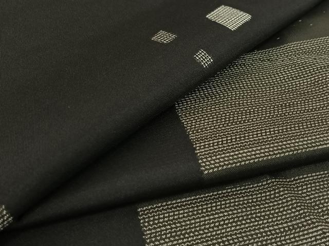 平和屋着物▽本場大島紬 単衣 7マルキ 幾何学文様 黒地 正絹 逸品 AABH2181jh