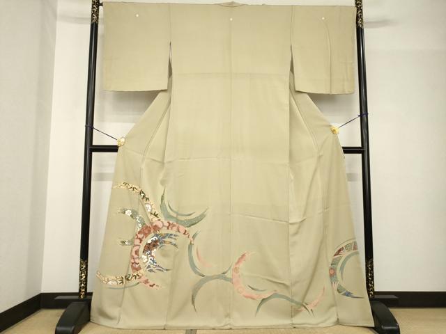 平和屋着物●豪華色留袖　輪取花文　金彩　ロング丈　正絹　逸品　AABH4632ck｜平和屋