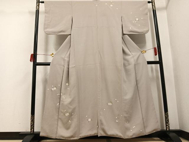 長閑やかさ屋御召しもの●短い訪問着 舞桜文 正絹 珠玉 AABH5308ph