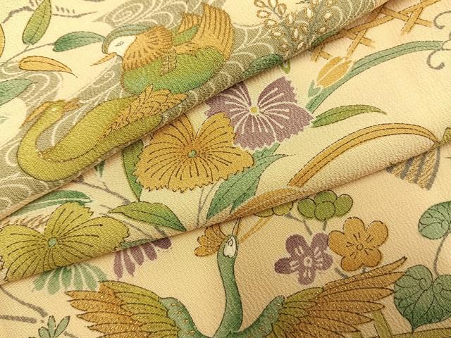 平和屋着物●上質な小紋 花鳥文 金彩 正絹 逸品 AABG4822fy|平和屋