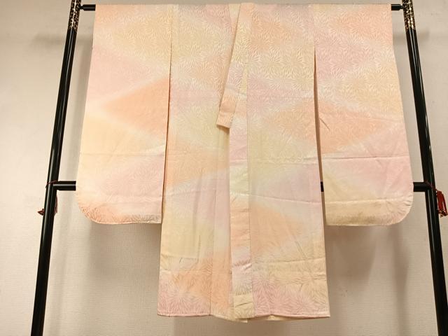 長閑やかさ屋御召しもの●振袖用長襦袢 無双仕立てもの 花尽くし地紋 暈し染め 正絹 珠玉 AABG4824fy