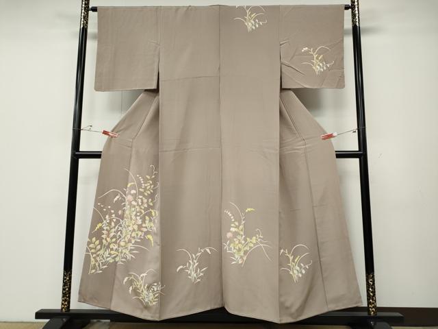 長閑やかさ屋御召しもの●短い訪問着 友禅 被子植物文 正絹 珠玉 CABD7540ut