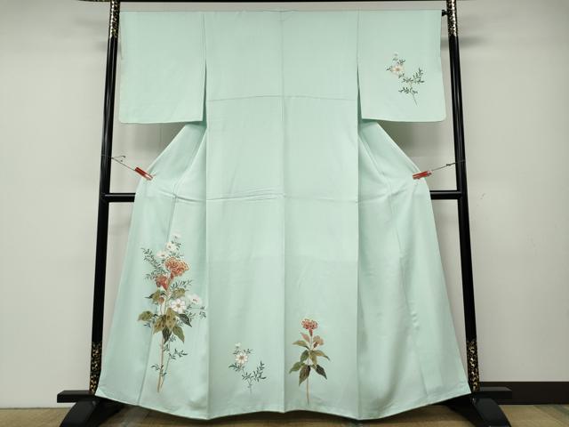 長閑やかさ屋御召しもの●短い訪問着 被子植物文 正絹 珠玉 CABD7589ut