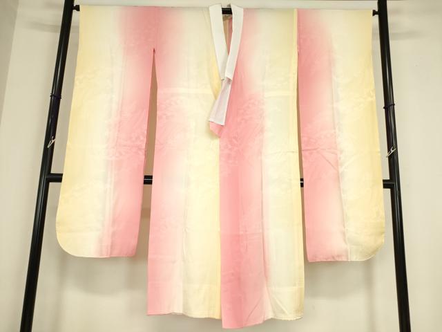 平和屋着物●振袖用長襦袢 無双仕立て 片輪花文 暈し染め 正絹 逸品 DABC3566az|平和屋