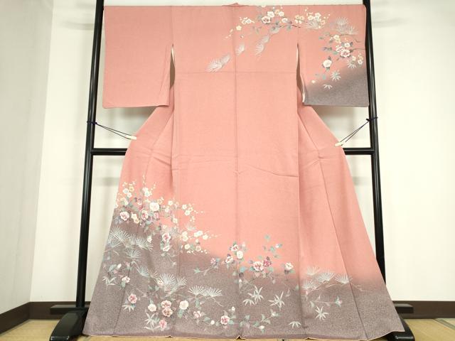 平和屋着物●訪問着　友禅　枝花文　暈し染め　正絹　逸品　DABC3639az｜平和屋