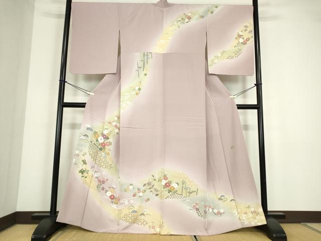 平和屋着物●訪問着　作家物　籬花文　暈し染め　金彩　正絹　逸品　DABC3646az｜平和屋