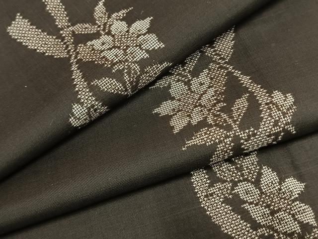 平和屋着物●本場大島紬 カタス9マルキ 草花間道 黒地 正絹 逸品 AABG4790fy