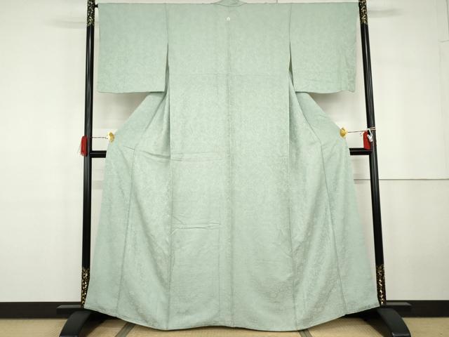 平和屋着物●上質な色無地 辻が花地紋 青磁鼠色 正絹 逸品 AABG7880cs|平和屋