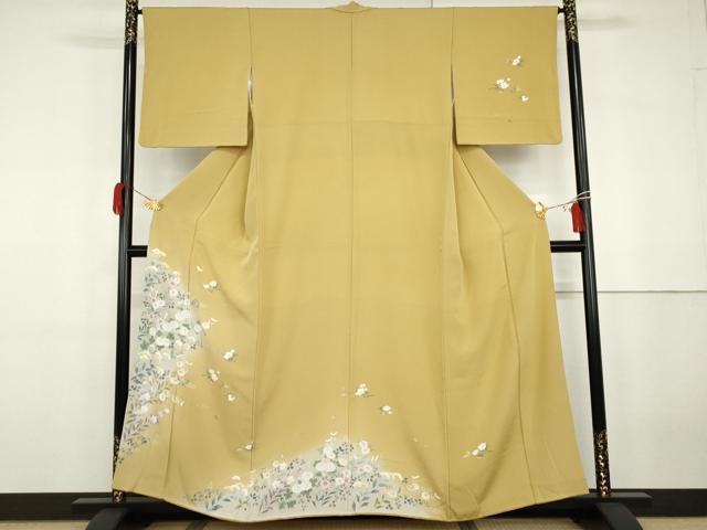 長閑やかさ屋御召しもの●短い訪問着 友禅 被子植物文 暈し染め 正絹 珠玉 AABG9844cs