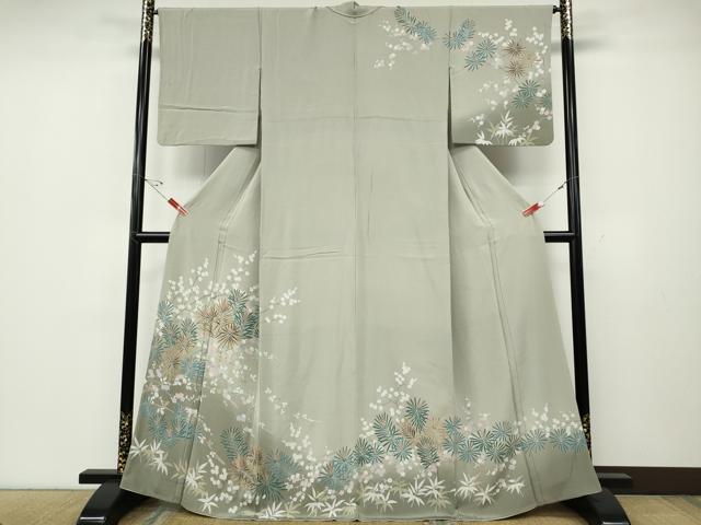 平和屋着物●訪問着 友禅 枝花松葉文 暈し染め 正絹 逸品 CABD7566ut|平和屋