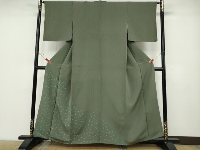 平和屋着物●訪問着 よろけ縞舞花文 鬼しぼ縮緬 正絹 逸品 未使用 CABD7576ut