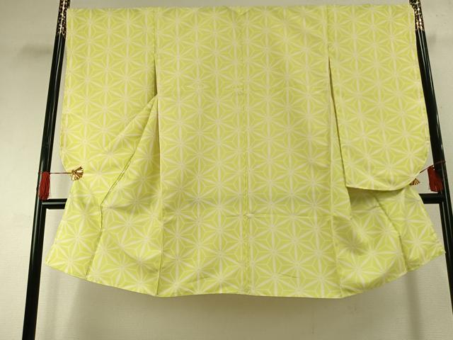 長閑やかさ屋御召しもの●小振袖 二尺袖 麻の葉文様 洗える御召しもの AABG4612fy
