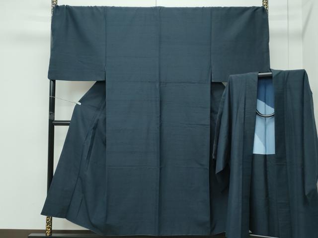 長閑やかさ屋御召しもの●御前上等 成人男性 紬 合奏団 色無地 錆鉄灰色色 キングサイズ 珠玉 CZAA5441s6