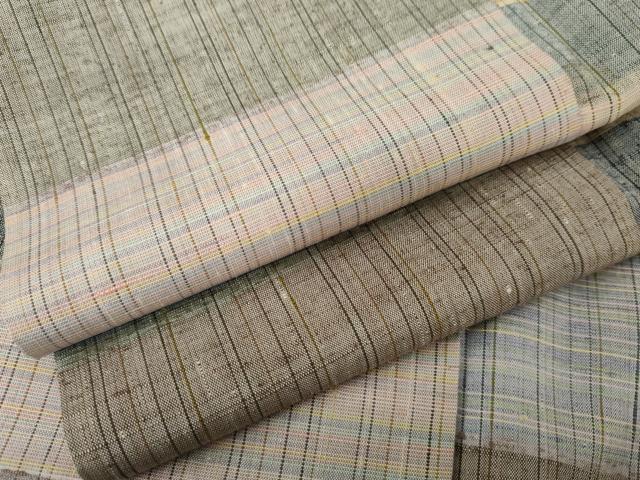 平和屋着物●ぜんまい紬　変わり横段文　正絹　逸品　AABG7899cs｜平和屋