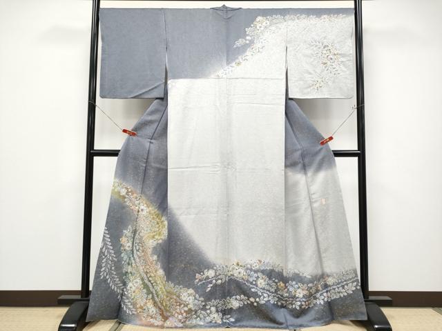 長閑やかさ屋御召しもの●飛び切り 越後十日町の第一級染匠 桐屋・翠山細工場 徳永憲峯 短い訪問着 絞り 辻が花 暈し染め 珠玉 CYAA4661s6
