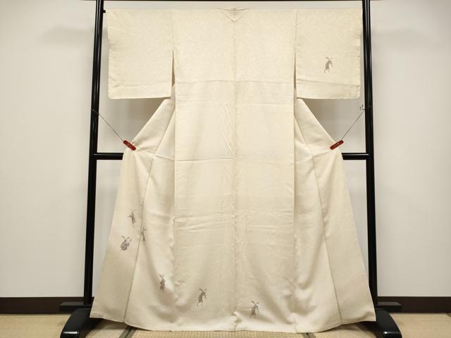 平和屋着物●極上　訪問着　兎　演奏　暈し染め　鳥の子色地　逸品　未使用　CYAA4699s6｜平和屋