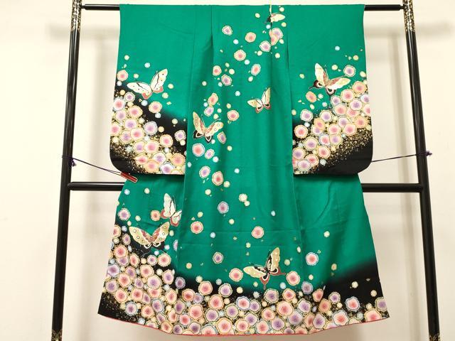 長閑やかさ屋御召しもの[]七五三 うしろ帯 ７歳 祝着 四つ身 絞り 辻が花 舞蝶文 暈し染め 現ナマ彩 珠玉 DABC5452ma