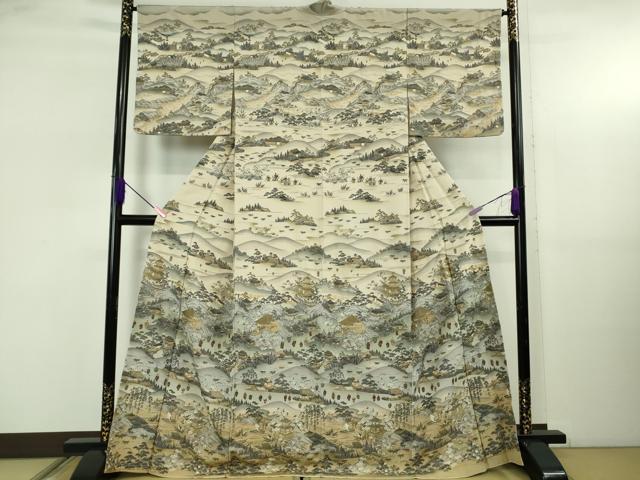 平和屋本店●極上 中国三大刺繍 スワトウ刺繍 汕頭刺繍 訪問着 京名所 人物風景 暈し染め 金糸 逸品 DZAB5243kh6|平和屋