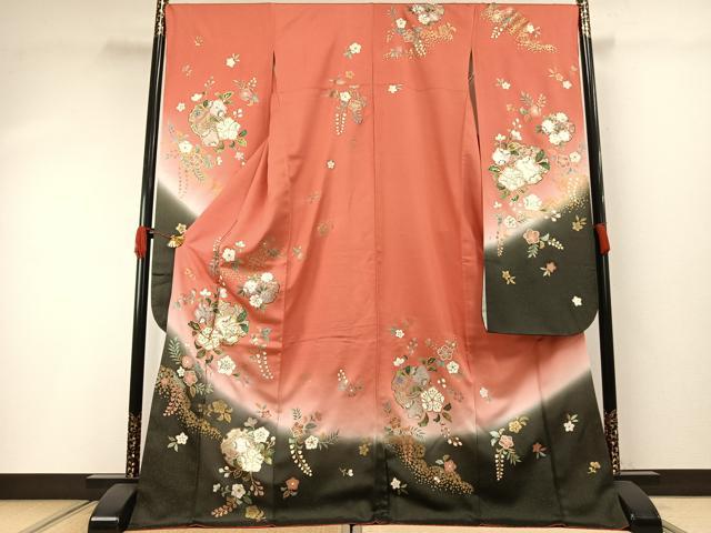 平和屋着物●豪華振袖　辻が花　雪輪文　暈し染め　金彩　銀通し地　ロング丈　正絹　逸品　AABH0817fy｜平和屋