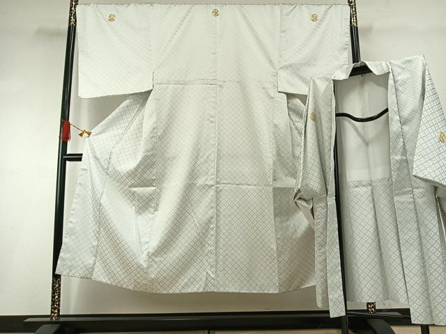長閑やかさ屋御召しもの●成人男性 白紋付 羽織書き割り 菱文 AABH4712fy
