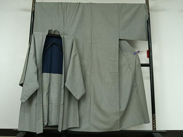長閑やかさ屋御召しもの▽成人男性 紬 単衣 合奏団 縞 キングサイズ 正絹 珠玉 AABI6989jh