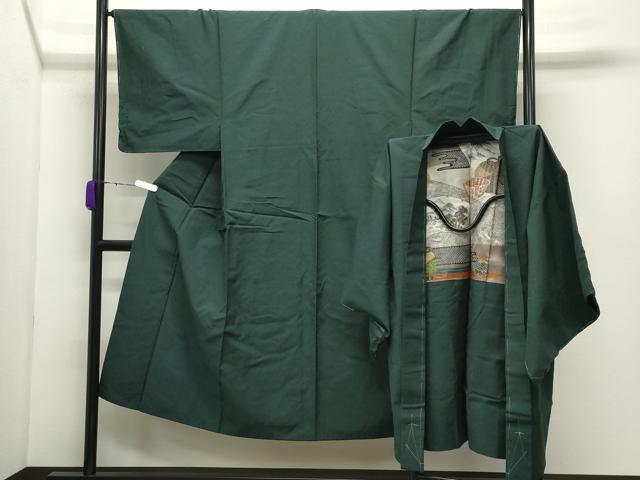 長閑やかさ屋御召しもの●成人男性 紬 合奏団 色無地 鉄御納戸 正絹 珠玉 CABD9203gh