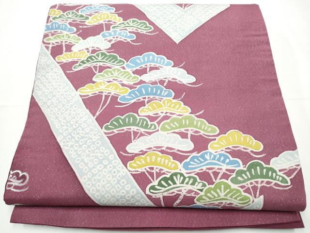 長閑やかさ屋御召しもの●発祥地大島紬 両面 全通柄袋帯 絵描き物 墨付き 型染め ろうけつ染 松 正絹 珠玉 CABF5260hy
