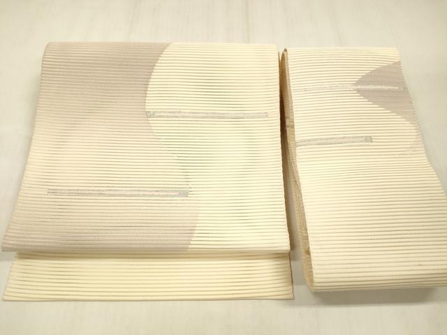 長閑やかさ屋御召しもの＊夏物 絽綴れ つけ帯 抽象化文様 銀糸 正絹 珠玉 DABD6943糎