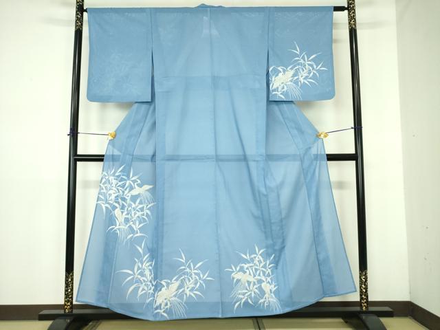長閑やかさ屋御召しもの＊夏物 短い訪問着 絽 白鷺 シラサギ 金彩 洗える御召しもの DABE1429op