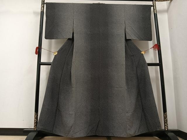 長閑やかさ屋御召しもの●飛び切りな小紋 霞抜け道 黒地 正絹 珠玉 AABH6892ph