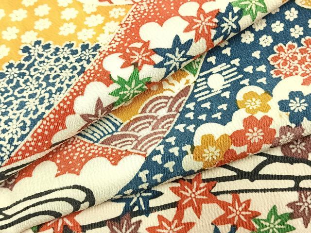 長閑やかさ屋御召しもの●飛び切りな小紋 型染め 見晴らし文 正絹 珠玉 AABH4880fy