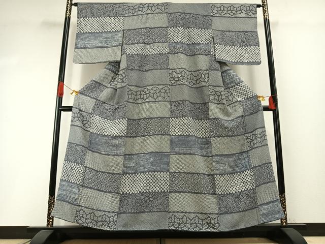 長閑やかさ屋御召しもの●飛び切りな小紋 総絞り 横段文 正絹 珠玉 AABH4893fy