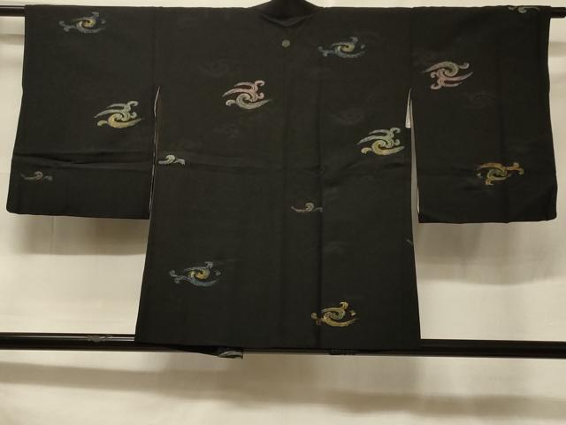 平和屋着物#羽織 寿光織 立波文 黒地 金糸 正絹 逸品 CABF1311in|平和屋