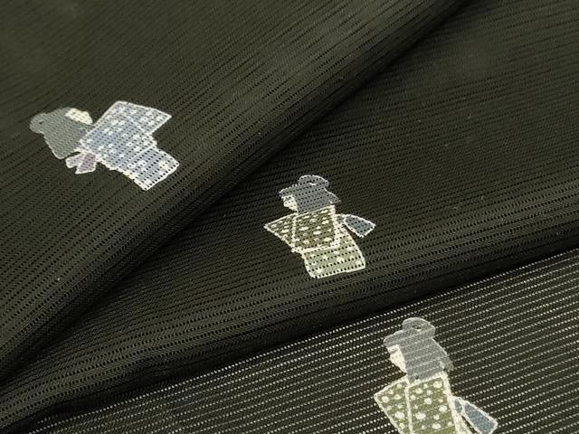 長閑やかさ屋御召しもの＊夏物 小紋 絽 重要人物文 洗える御召しもの AABH3911jd