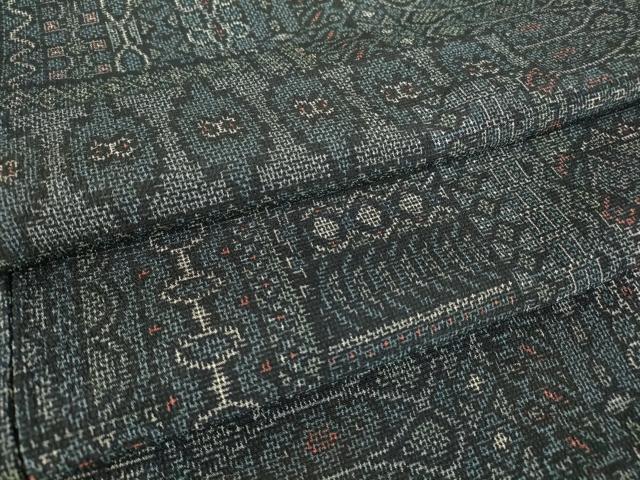 平和屋着物▽本塩沢　単衣　幾何学文　正絹　逸品　未使用　DABE4166az｜平和屋