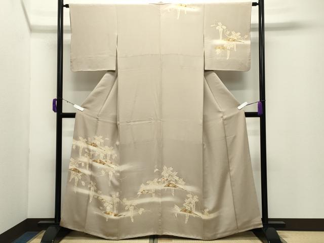 平和屋着物●訪問着　駒刺繍　扇面藤花文　暈し染め　金彩　正絹　逸品　CABD9267gh｜平和屋