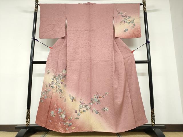 平和屋着物●訪問着 絞り 辻が花 暈し染め 金彩 正絹 逸品 DABD9275ud