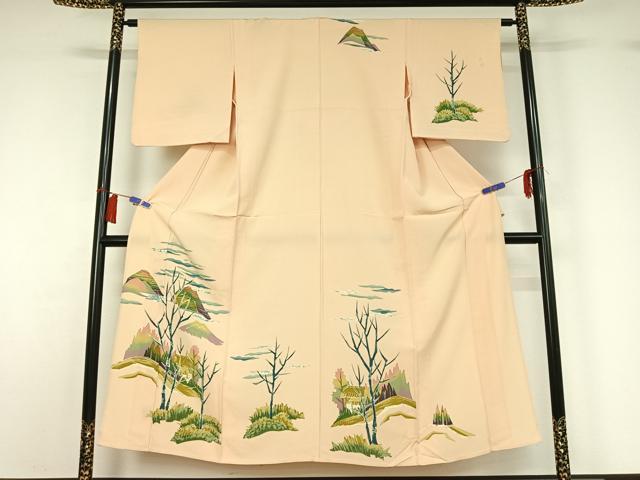 長閑やかさ屋御召しもの▽短い訪問着 単衣 見晴らし文 正絹 珠玉 AABH5720jh