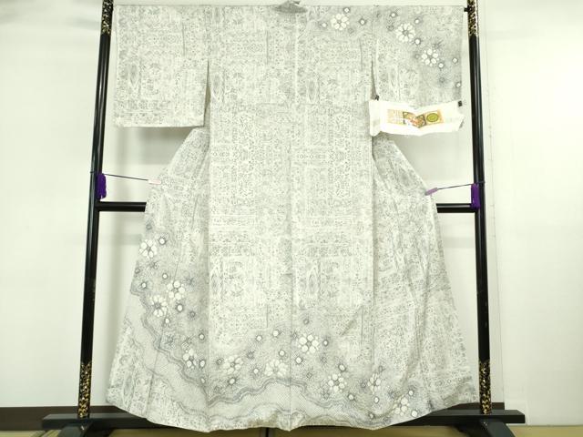 長閑やかさ屋中央局●御前上等 発祥地縞大島紬 染大島 白大島 絞り 舞花文 堀之内織り地謹製 まるやま取りまわし 証紙付き添い人 珠玉 未当て嵌める DZAB6063kh6