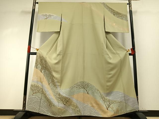平和屋着物●訪問着　樹林文　金彩　正絹　逸品　AABI1478fy｜平和屋