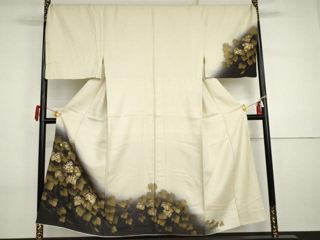 長閑やかさ屋御召しもの●成人男性 短い訪問着 背抜き仕立てもの 蔦の葉文 暈し染め 金彩 キングサイズ 正絹 珠玉 AABI2589cs