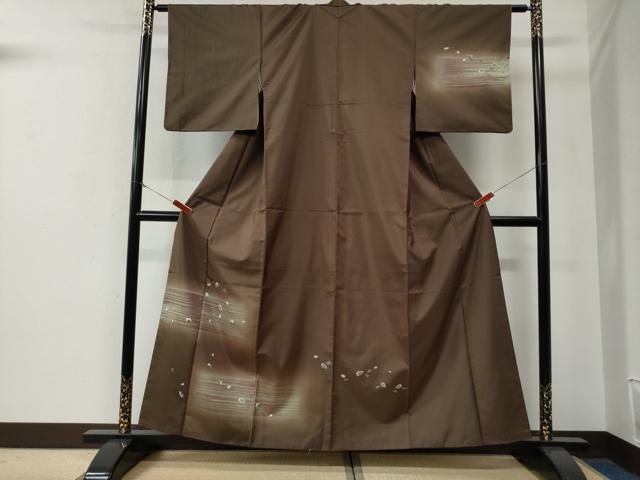長閑やかさ屋御召しもの●短い訪問着 舞花びら 暈し染め 金彩 正絹 珠玉 CABE3186yc