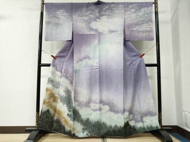 長閑やかさ屋御召しもの●吉乃一廉 幻の辻が花 短い訪問着 森林地帯文 暈し染め 金通し地 正絹 珠玉 CABE3195yc