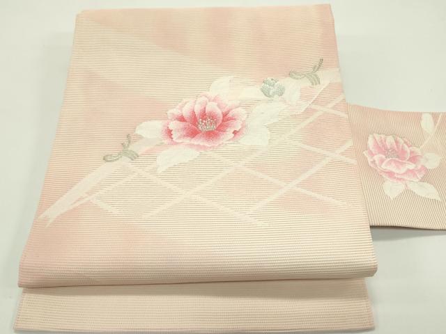 長閑やかさ屋お召しもの＊夏物 九寸名古屋帯 籬名取り草文 現ナマ糸 正直屋 正絹 珠玉 未当て嵌める CABF4638rv