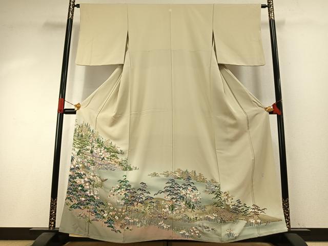 長閑やかさ屋御召しもの●晴れ晴れしい色留袖 友禅 絵描き物 松竹梅 見晴らし文 暈し染め 正絹 珠玉 AABI1430fy