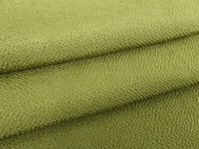 平和屋着物●上質な色無地　鬼しぼ縮緬　草色　正絹　逸品　DABE5375ps｜平和屋