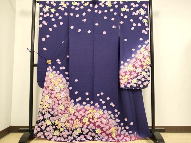 長閑やかさ屋御召しもの●晴れ晴れしい振袖 被子植物文 暈し染め 正絹 珠玉 DABE9669du