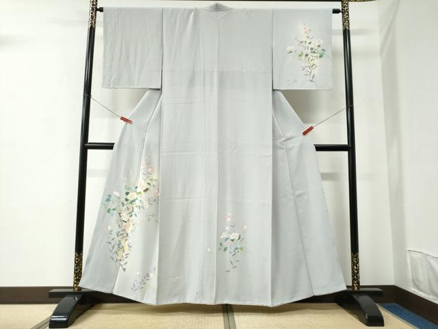 平和屋着物●訪問着　友禅　作家物　草花文　正絹　逸品　CABC6799yc｜平和屋